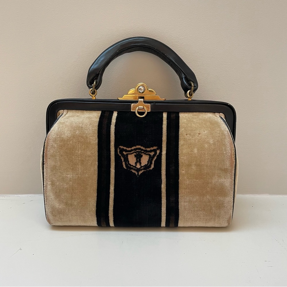 Roberta Di Camerino Bagonghi Velvet Beige and Black handbag